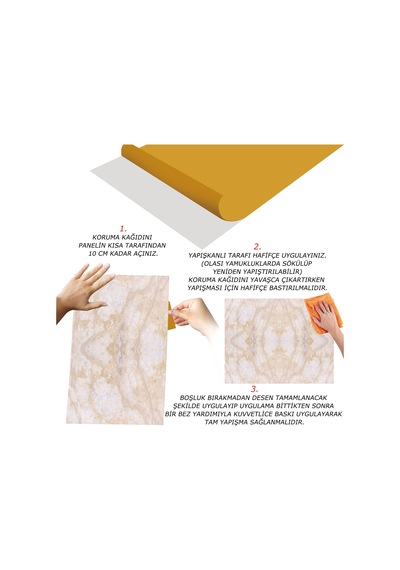 Tink Kendinden Yapışkanlı Bej Desenli Pvc Panel 41x62 Cm