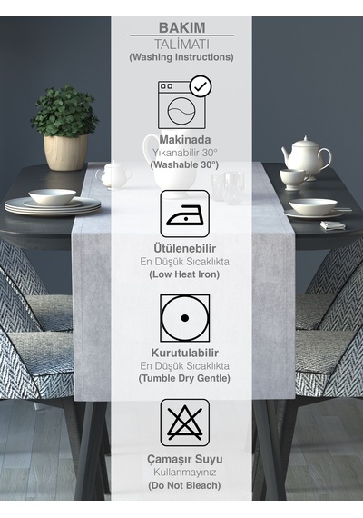 Kadife Efektli Beyaz Renk Aura Serisi Runner 40 X 140 Beyaz