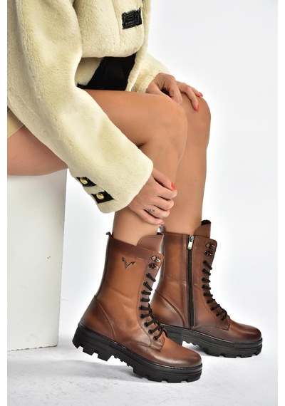 Fox Shoes V999049103 Taba Hakiki Deri Kadın Postal Bot Taba-hakiki Deri