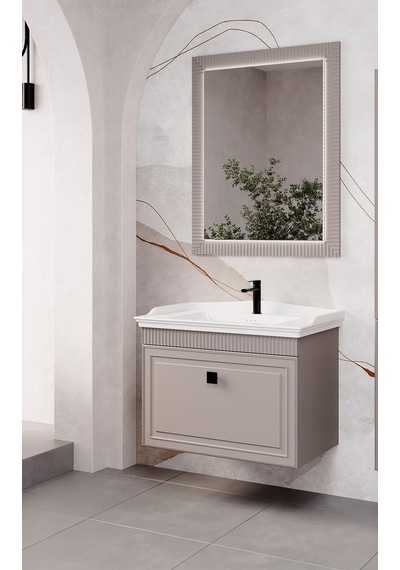 Denko Hana 80 Cm Bej Banyo Dolabı Takımı Beyaz Denko Hana 80 Cm Bej Banyo Dolabı Takımı Beyaz