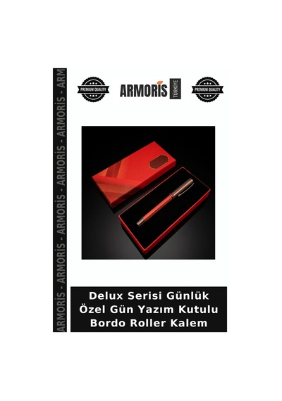 Delux Serisi Günlük Özel Gün Yazım Kutulu Bordo Roller Kalem Çok Renkli