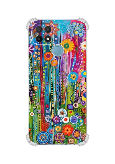 Printify Oppo A15 İle Uyumlu Düşlerin Dansı Serisi Folklorik Bahçe Tasarımlı Uv Baskılı Köşe Korumalı Antişok Kılıf Şeffaf