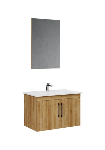 Creavit D20 Banyo Dolabı Seti Çekmeceli 80 Cm Everest Kahverengi
