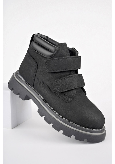 Muggo Gadget Garantili Çocuk Unisex Rahat Kalıp Soğuğa Dayanıklı Cırtlı Bot 001 Siyah