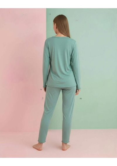 Pijamerry Kadın Bambu Baharlık Dantel Yaka Uzun Kol İnce Pijama Takımı 5208y - 1 Adet Yeşil Pijamerry Kadın Bambu Baharlık Dantel Yaka Uzun Kol İnce Pijama Takımı 5208y - 1 Adet Yeşil