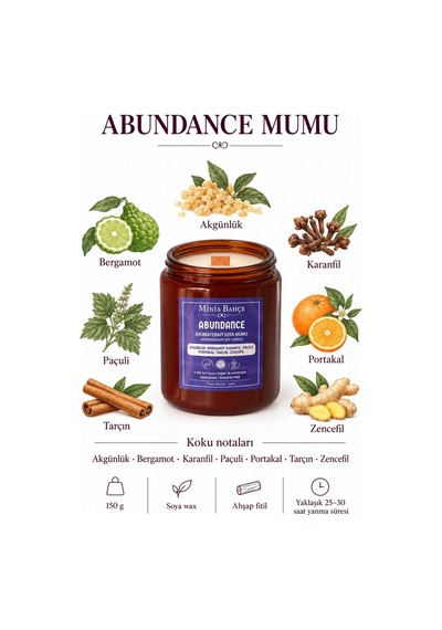 Aromaterapi Soya Mum - Abundance Bolluk Ve Bereket 150 Gr %100 Doğal Beyaz