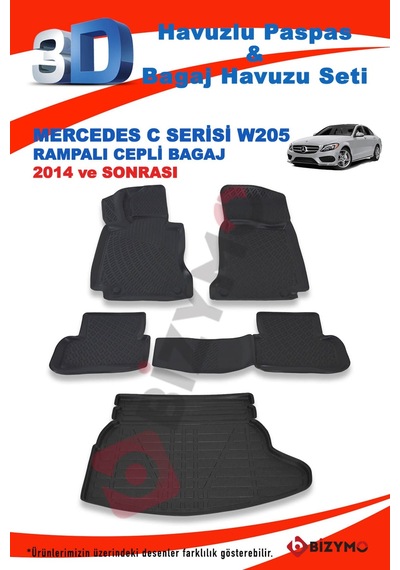 Mercedes C Serisi W205 Rampalı Cepli 2014 Ve Sonrası Paspas Ve Ba Siyah