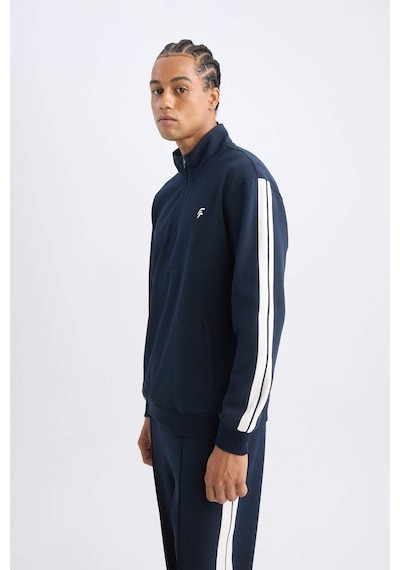 DeFacto Lacivert DeFactoFit Standart Fit Dik Yaka Yarım Fermuarlı Sporcu Sweatshirt D1953AX24AUNV146