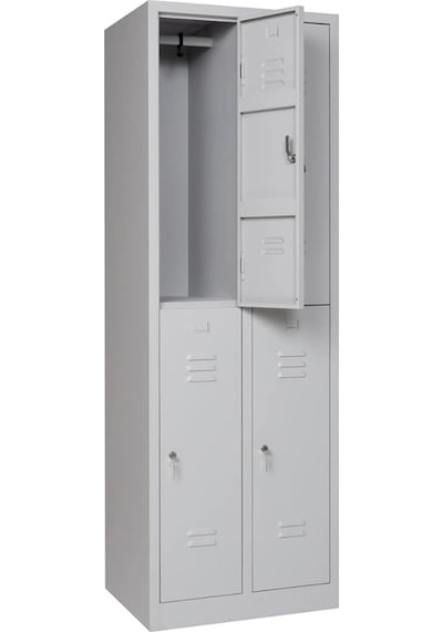 Metal Elbise Dolabı, Kilitli Dolap, Soyunma Dolabı, Elbise Dolabı, 4 Kapılı Gri