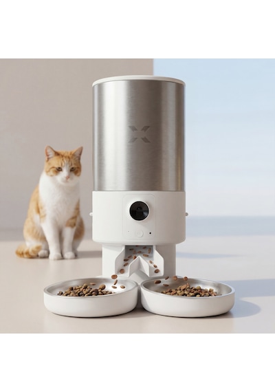 Xenon Smart Akıllı Mama Kabı Kameralı & Çift Kase Kiti Paslanmaz Çelik, 5l, Bpa Free, Sesli Görüş Destekli