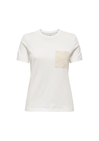 Only Onlenja S/s O-neck Pocket Top Jrs Kadın Beyaz T-shirt - 15369258