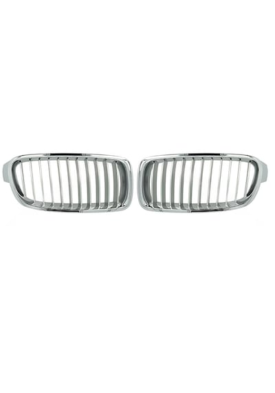 Bmw F30 Panjur Krom Titan Böbrek Izgara Seti 3 Serisi Ön Grill 2012-2017 Uyumlu Gri