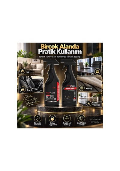 Multi Sprey + Panther 2x750 Ml Leke Çıkarıcı Set Halı Koltuk Kumaş Araç İçi Çok Amaçlı Temizleyici