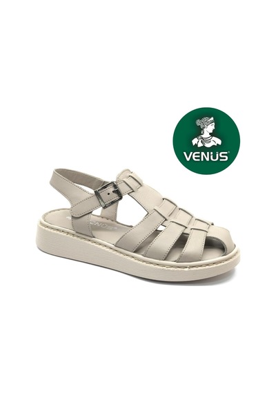 Venüs Yavanna Hakiki Deri Comfort Ortopedik Kadın Sandalet Vizon