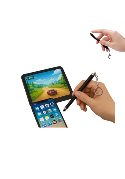 Touchpen Kalem Anahtarlık Dokunmatik Uç Küçük Kalem Telefon Tablet Vb. Dokunmatik Ekran Kalemi Siyah