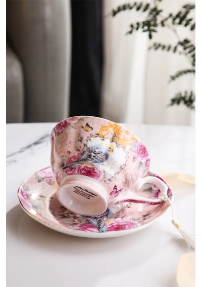 Lily Manor Alhambra Bone China İngiliz Pembe 2'li Çay Fincanı Seti