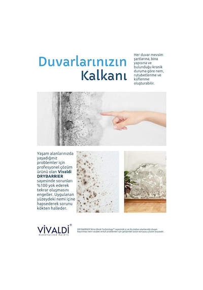 Nem Rutubet Ve Küf Önleyici Boya - Antibakteriyel Özellikli Kesin Çözüm Ürünü - Drybarrıer 1 Kg