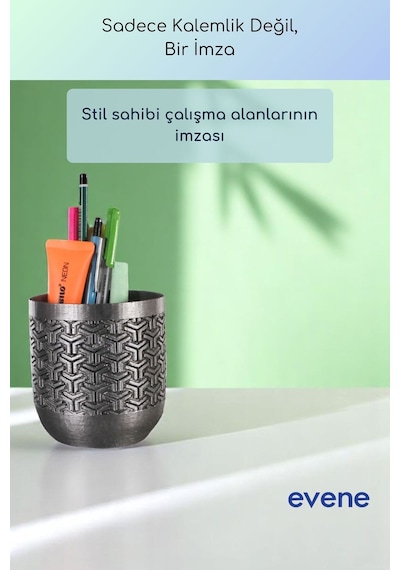 Kalemlik Masa Kalemliği Organizer Kalemlik Gümüş Eskitme Renk Model 77 Çok Renkli