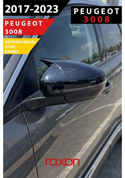 Peugeot 3008 2017 2023 Batman & Yarasa Ayna Kapağı Parlak Piano Black Sport