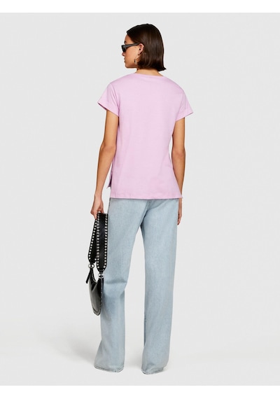 Sisley Pamuk Geniş Bisiklet Yaka Dar Kesim Düz T-shirt Kadın Sarı T-shirt - 324p3ı1xl1058