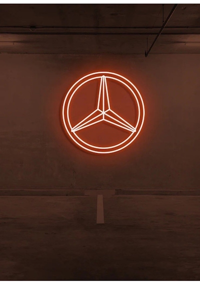 Rent A Carlara Özel Mercedes Logo Neon Tabela Turuncu