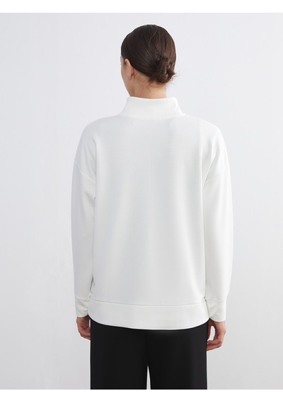 Lcw Comfort Beyaz Dik Yaka Kadın Sweatshirt