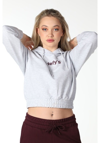 Defys Kadın Gri Melanj Baskılı Kapüşonlu Crop Sweatshirt - Mevsimlik Hoodie Gri Melanj - 497134715 Gri Melanj Defys Kadın Gri Melanj Baskılı Kapüşonlu Crop Sweatshirt - Mevsimlik Hoodie Gri Melanj - 497134715 Gri Melanj