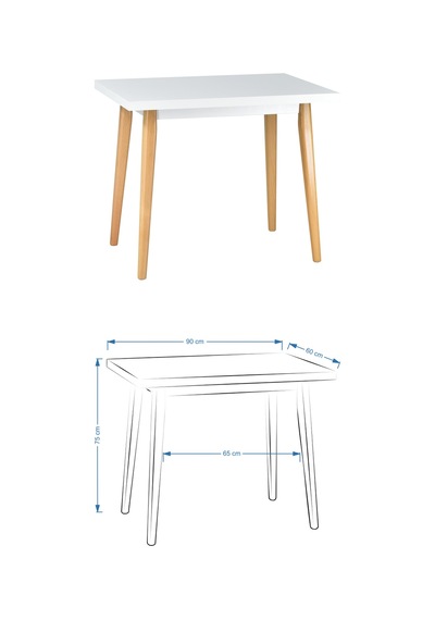 Vilinze Ege Sandalye Avanos Ahşap Mdf Mutfak Masası Takımı - 60x90 Cm Beyaz