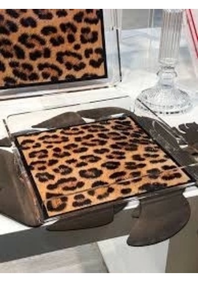 Le Murano Leopar Desenli Pleksi Tepsi 36x26 Cm Çok Renkli