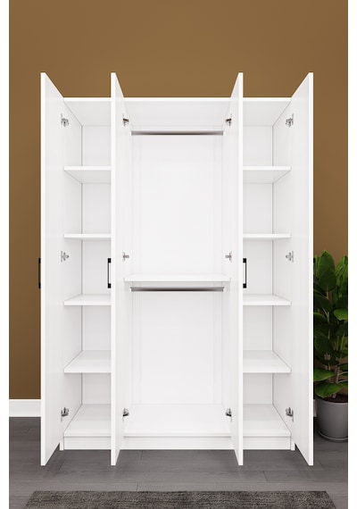 Lüks 4 Kapaklı Gardırop %100 MDF Askılı Çok Amaçlı Düzenleyici  Elbise Dolabı G08