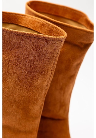 Aycan Shoes Kadın Topuklu Süet Körüklü Çizme Nilya 001
