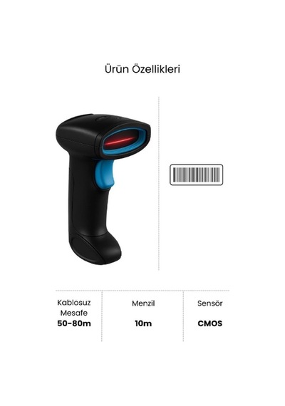 Konyax Kablosuz Standlı 1d/2d Barkod Karekod Okuyucu