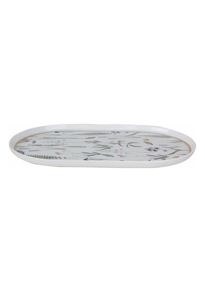 Porland Botanical Serisi 32cm Kayık Tabak Oval Beyaz