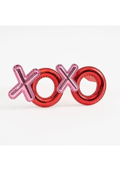 Kırmızı Renk Xoxo Yazılı Parti Gözlüğü 17x7 Cm Çok Renkli