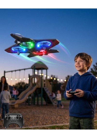 Uzaktan Kumandalı Led Işıklı Drone Uçak 360 Derece Dönüş Özellikli Oyuncak Drone Renkli