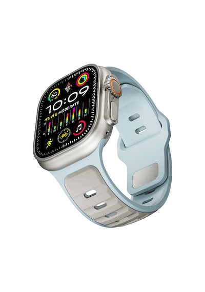Watch Ultra 49mm Mkst Krd-135 Silikon Kordon Strap Kayış - Gümüş-siyah