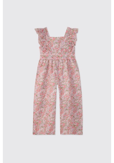 Panço Liberty Kumaş Kız Bebek Pembe Salopet