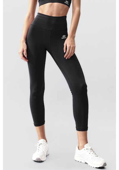 Tommylife Siyah Yüksek Bel Toparlayıcı Çapraz Sırt Detaylı Slim Fit Kadın Tayt Takım - 95283
