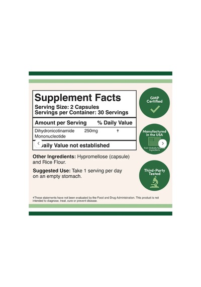Double Wood Nmn Nicotinamide Mononucleotide Nmn 250mg 60 C...