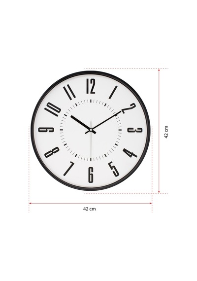 Siyah Kasa Beyaz Kadran Duvar Saati 42 Cm Diğer