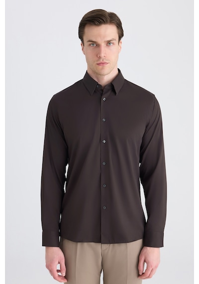 Twn Slim Fit Kahverengi Düz Gömlek 5ef02ad10288m Çok Renkli