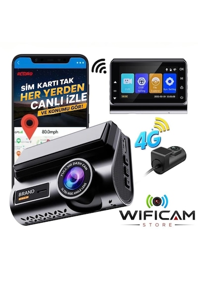 2k Çift Kameralı 4g Akıllı Araç Kamerası Gps Ve Konum Takip Özellikli