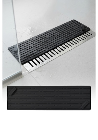 Siyah Uzun Silikon Kötü Koku Önleyici Mat Gider Kapağı Tıpası – Banyo, Mutfak ve Balkon Lavabo Gider 37x11 cm