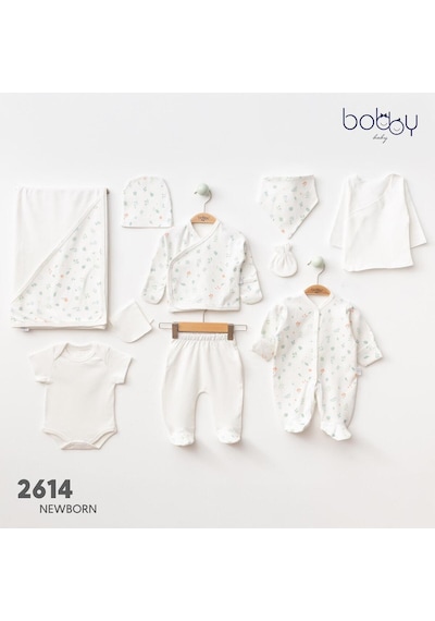 Bobby Baby Desenli 10 Parça Hastane Çıkışı Yenidoğan Zıbın Seti Çiçek Desen