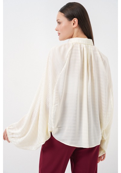 Bigdart Kadın Yarasa Kol Oversize Gömlek 20368 - Ekru