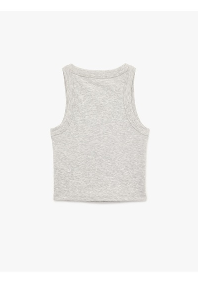 Koton Slim Fit Kolsuz Halter Yaka Bluz Kar Melanj 6sal30048ık Gri Melanj