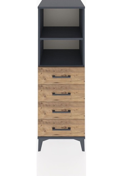 Hyperion Dolap 2 Raflı 4 Çekmeceli 44x44x134 Antrasit-çam Antrasit