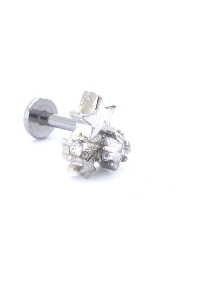 Ferizz 316l Çelik Zirkon Taşlı Yıldızlı Piercing Prc-195 Gümüş