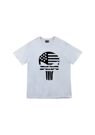 Kuru Kafa Baskılı Unisex %100 Pamuk T-shirt Beyaz