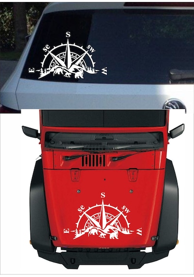 Pusula Dağ Orman Sticker - Adventure 4x4 Off Road Pickup Sticker - Araba Oto Motosiklet Karavan Sticker - 02514 100X60 Cm
